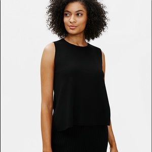 Eileen Fisher black knit wool shell